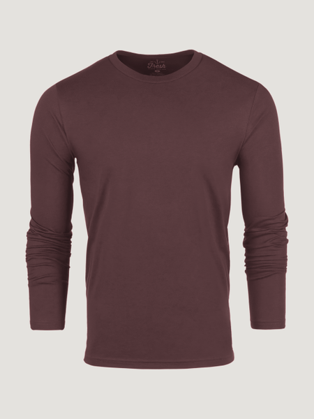 Port Red Long Sleeve Crew Neck Tee Ghost Mannequin | Fresh Clean Threads